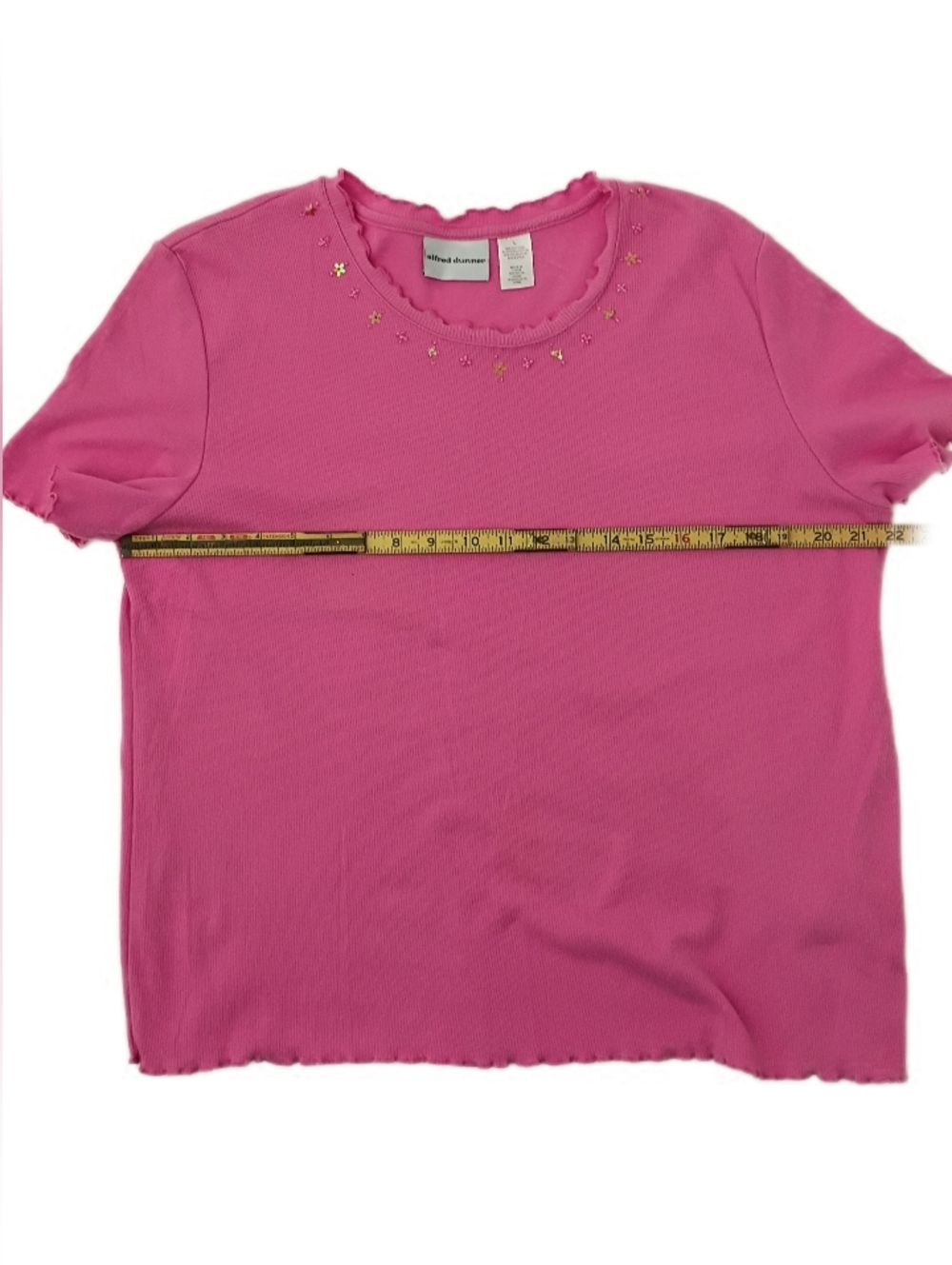 Alfred Dunner Hot Pink Beaded Ribbed Top L - Picture 4 of 5